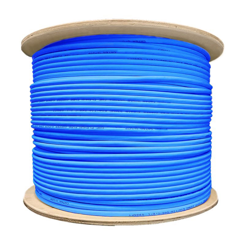 750Mhz Blue Cat6a Plenum 1000ft CMP Rated Pure Copper Solid Ethernet Cable 10 Gigabit Ethernet Cable Unshielded Twisted Pairs 6a UTP iTechCables 23AWG 